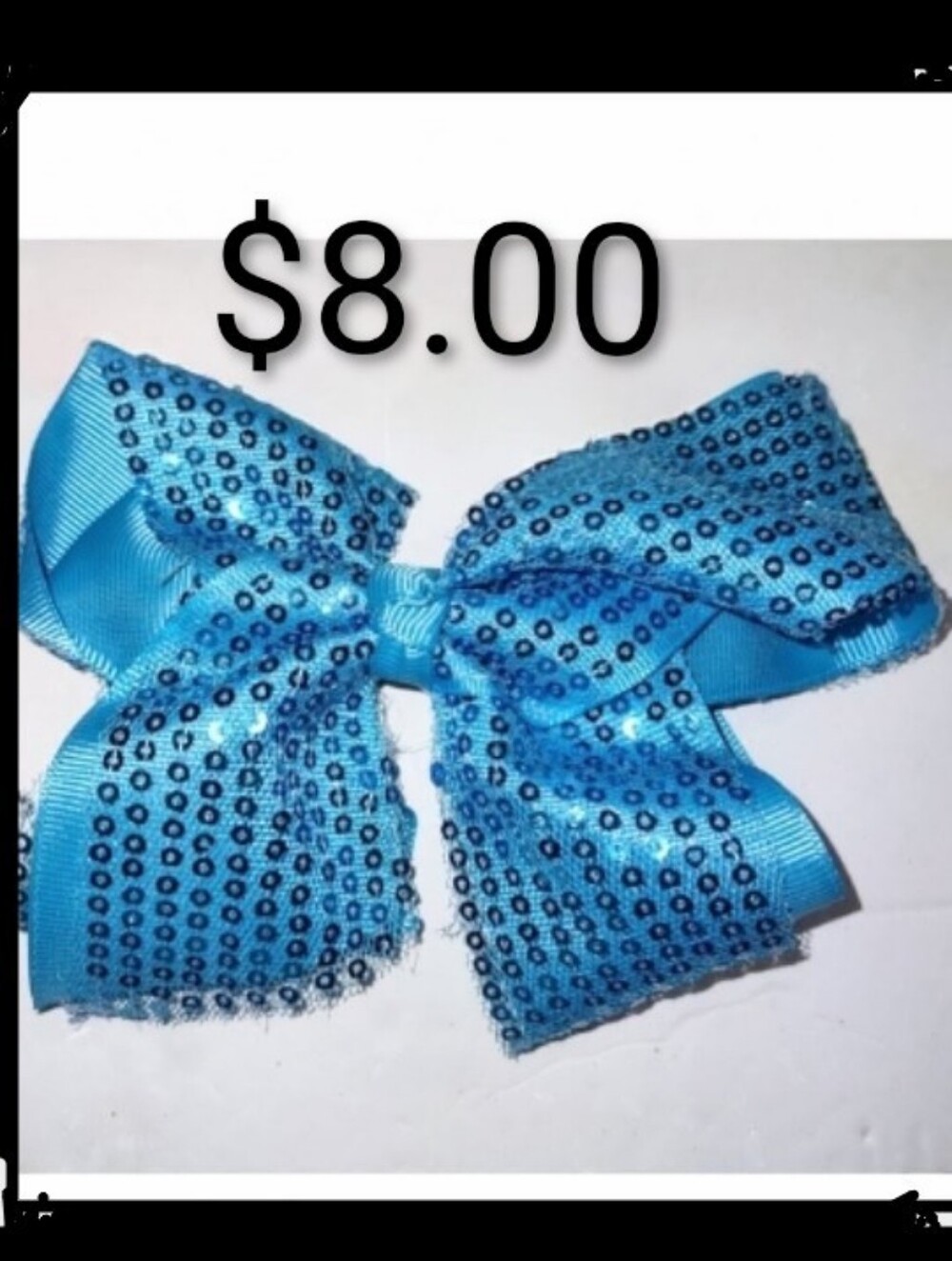 $8.00  Turquoise Sequin Hair Bow Clip BONUS BUY